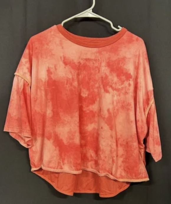Coral Tie-Dye Oversized Cropped Tee Converse Y2K Athleisure Streetwear - Picture 1 of 4
